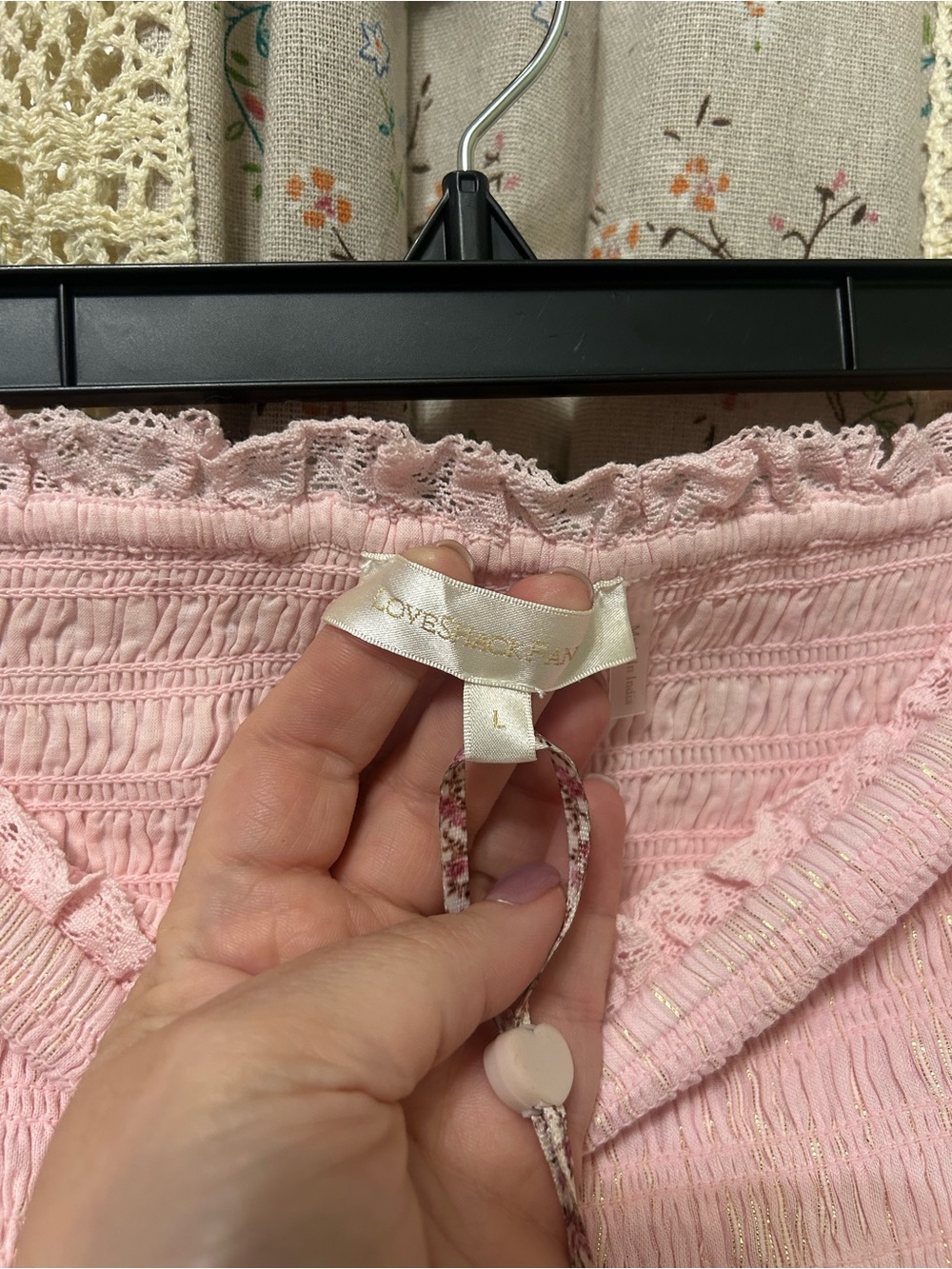 LoveShackFancy Ollyn Pink Shimmer Smocked Tiered Mini Skirt NWT Large - Picture 3 of 5